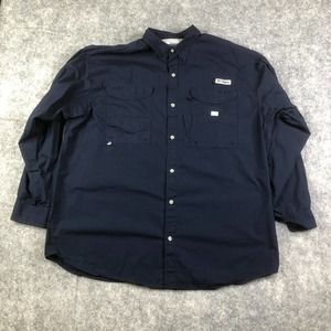 Columbia PFG Men's Navy Long Sleeve Vented Fishing Button Down Shirt Size XL
